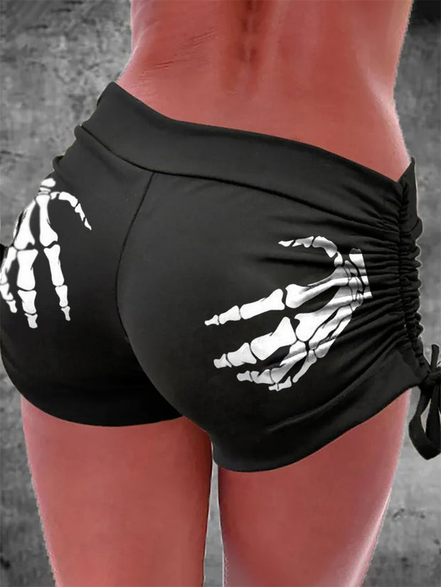 Punk Fun Skull Hand Printed Casual Shorts