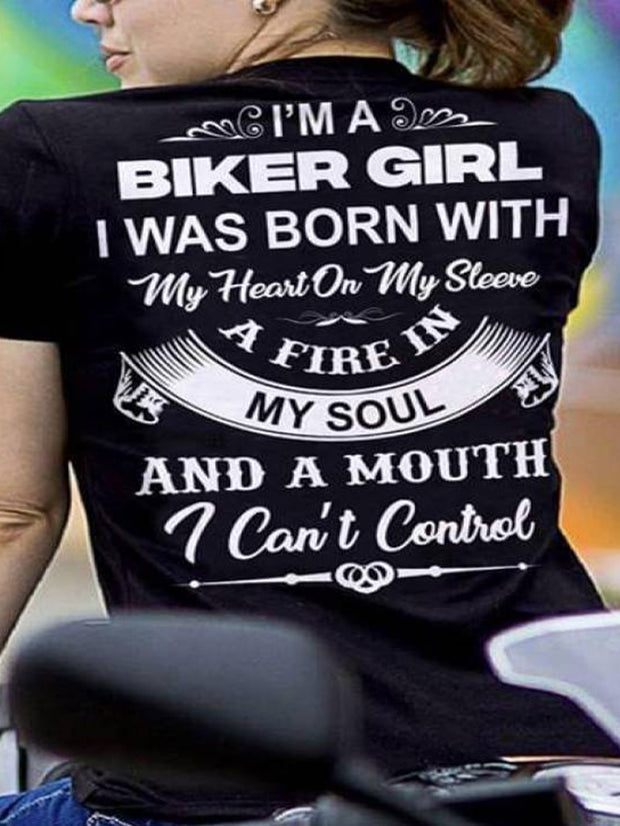 Motorcycle Style Letter Printed T-Shirt