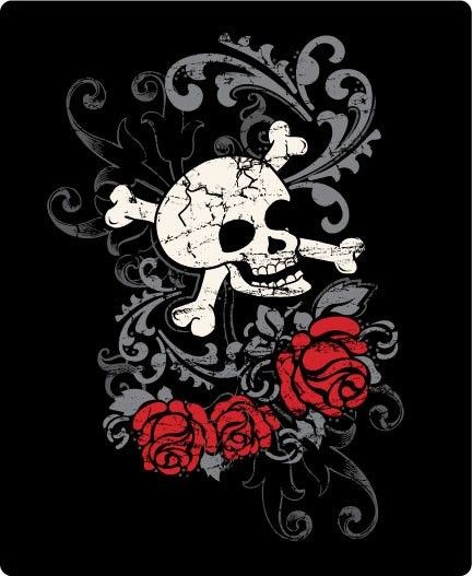 Skull Flower Rose Print Casual Shorts