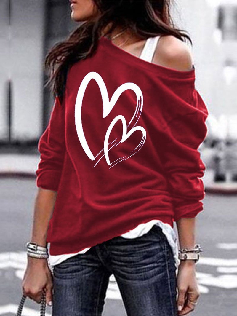 Double Heart Printed Sweatshirt