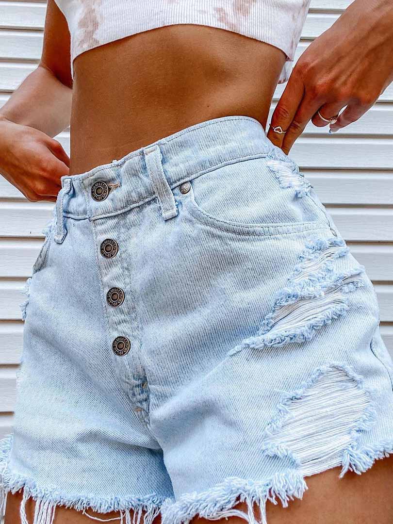 Ripped Fashion Denim Shorts