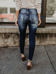 Zerrissene Jeans mit mittelhohem Bund für Damen 