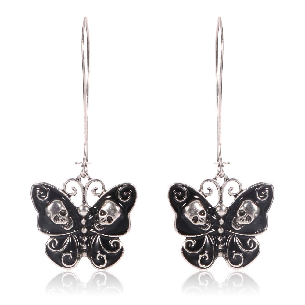 Gothic Retro Skull Butterfly Earrings