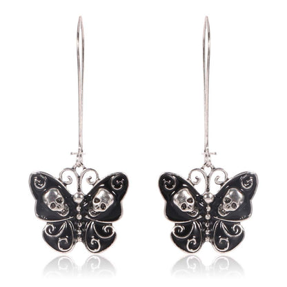 Gothic Retro Skull Butterfly Earrings