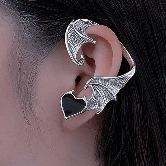 Gothic Heart Bat Wing Ear Cuff