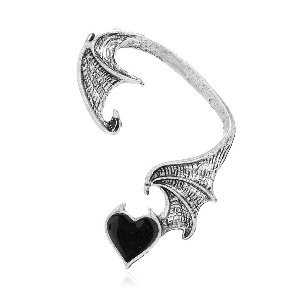 Gothic Heart Bat Wing Ear Cuff