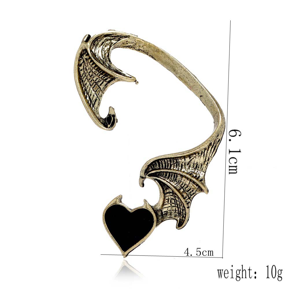 Gothic Heart Bat Wing Ear Cuff