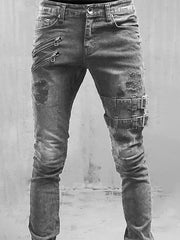 Skinny Stretch-Jeans für Herren im Motorradstil 