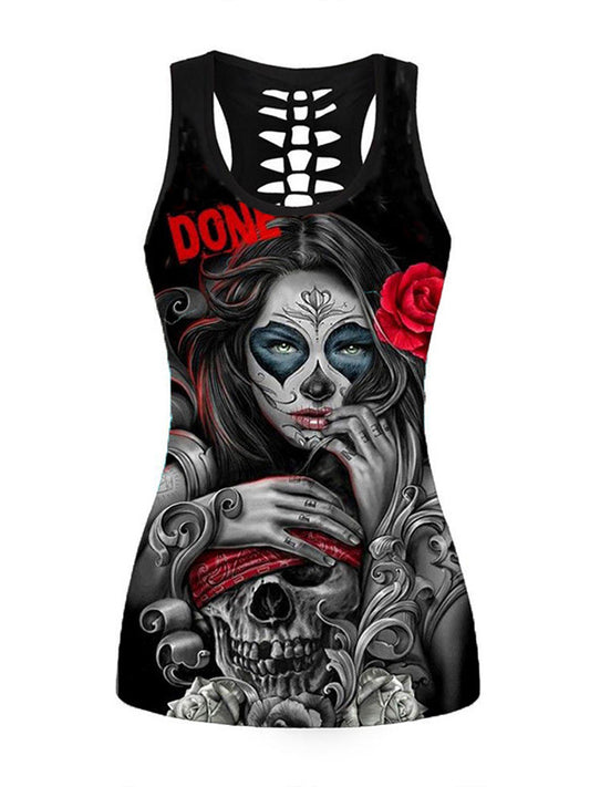 Girl And Pirate Skull Print Vest