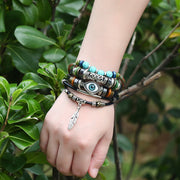 Ethnic Beaded Eye Multi-Layered Bracelet