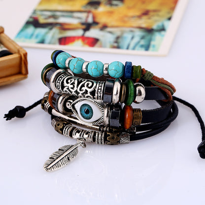 Ethnic Beaded Eye Multi-Layered Bracelet