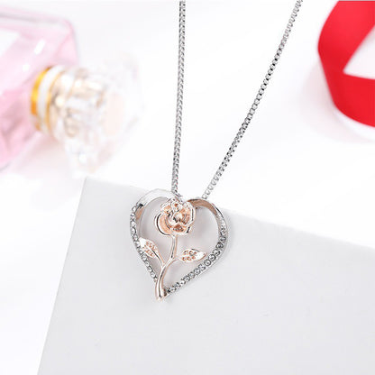 Fashion Zircon Diamond Rose Necklace