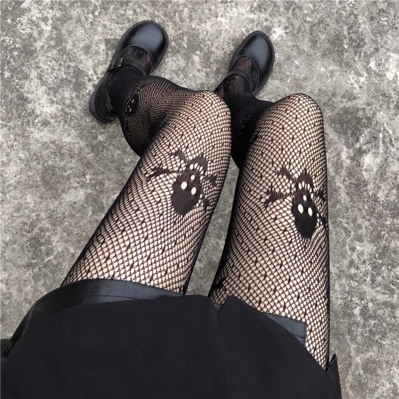 Gothic Punk Skull Fishnet Pantyhose