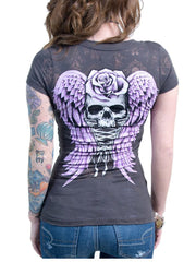 Women's Skull Angel Print T-shirt