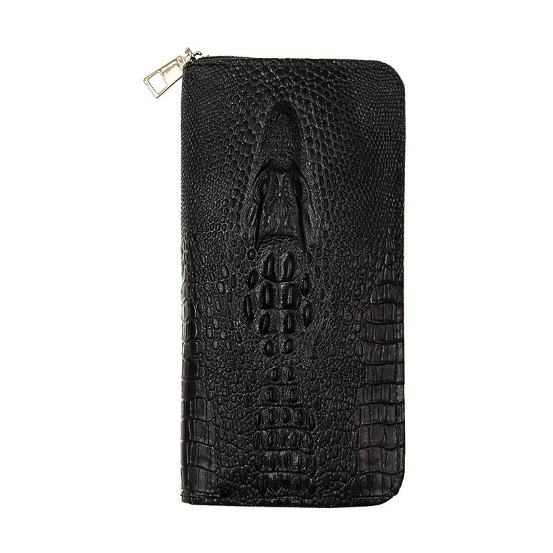 Long Zipper Wallet with Crocodile Pattern