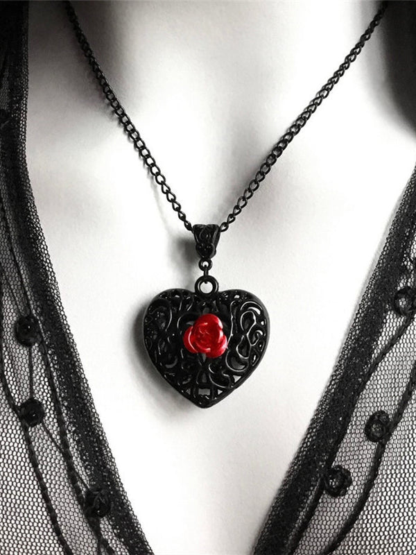 Black Filigree Heart Necklace