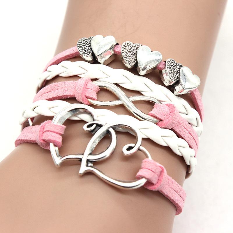 Vintage Double Heart Braided  Bracelet