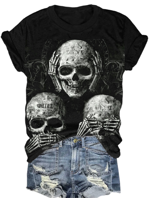 Kurzärmliges T-Shirt mit Totenkopf-Print 