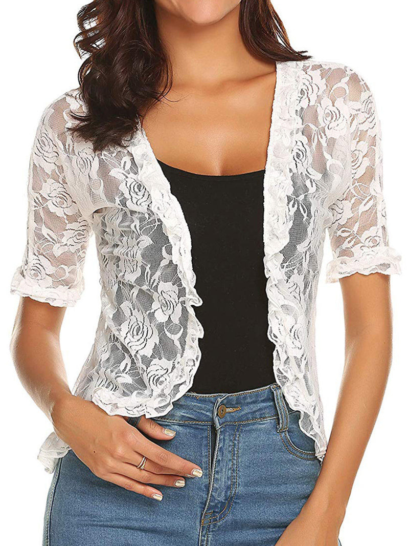 Cardigan transparent en dentelle résistant au soleil 