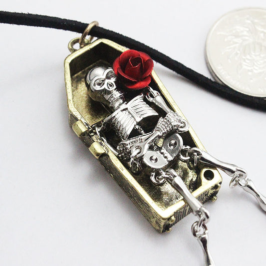 Gothic Skull Coffin Pendant Necklace