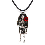 Gothic Totenkopf Sarg Anhänger Halskette 