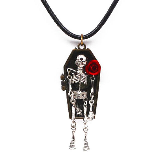 Gothic Skull Coffin Pendant Necklace