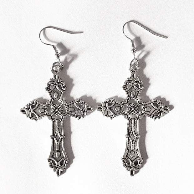 Boucles d'oreilles croix de style gothique vintage 