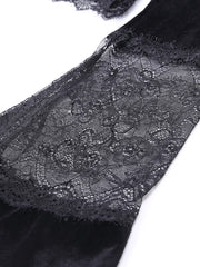 Sexy Deep-V Lace Patchwork Crop Top