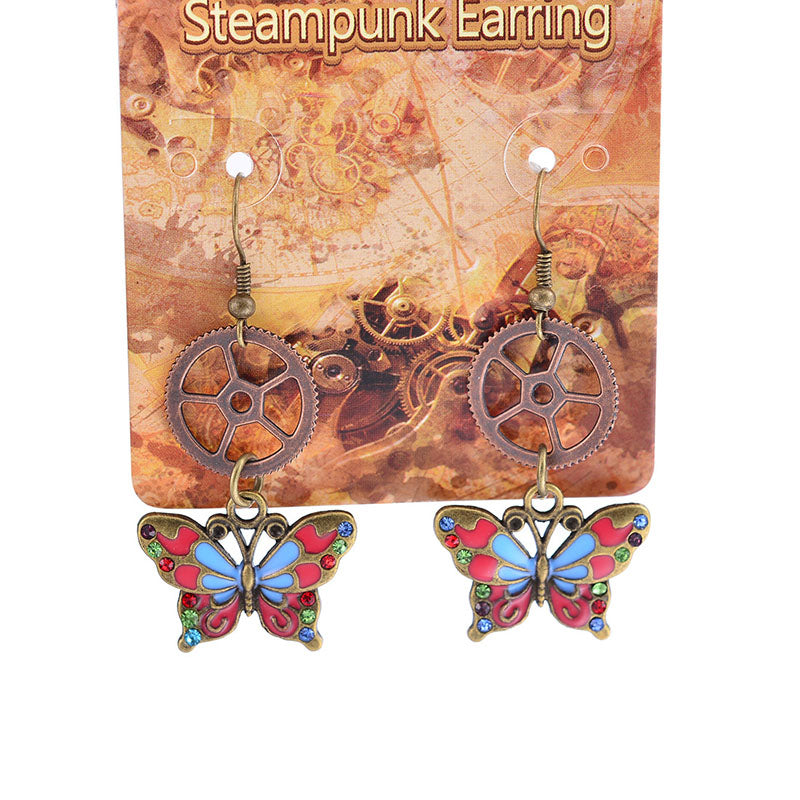 Steampunk Butterfly Hollowed Gears Earrings