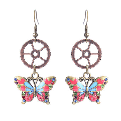 Steampunk Butterfly Hollowed Gears Earrings