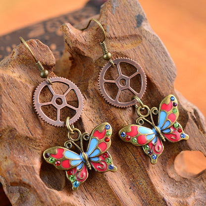 Steampunk Butterfly Hollowed Gears Earrings