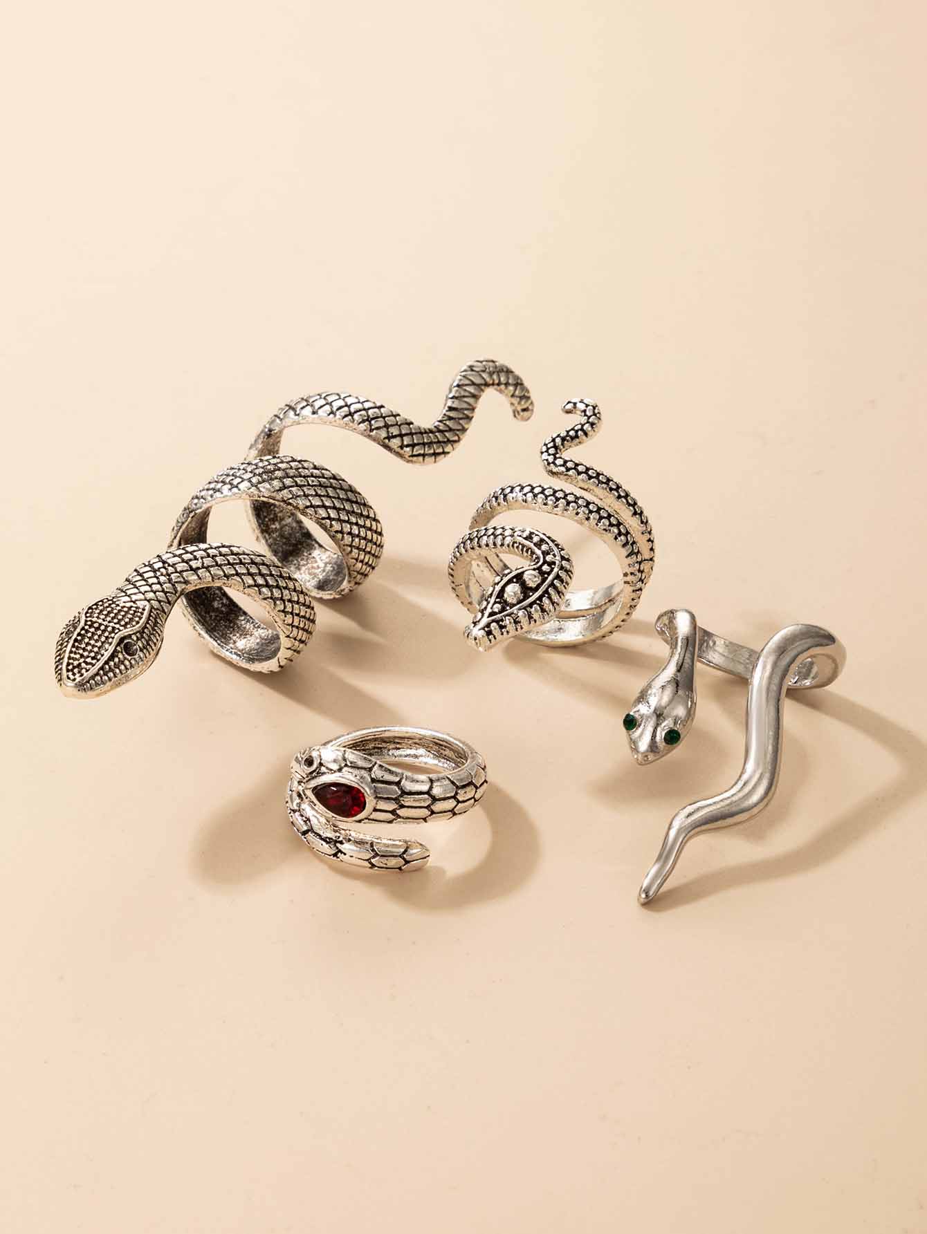 Serpentine Four-Piece Ring Set