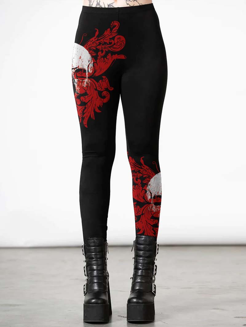 Wings Skull Print Leggings