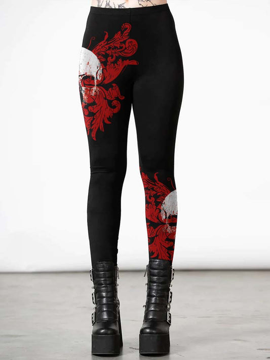 Leggings mit Flügel- und Totenkopf-Print 