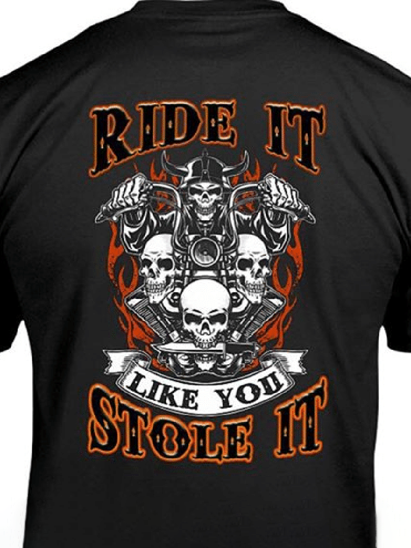 Skulls Motorcycle Printed Men's T-Shirt