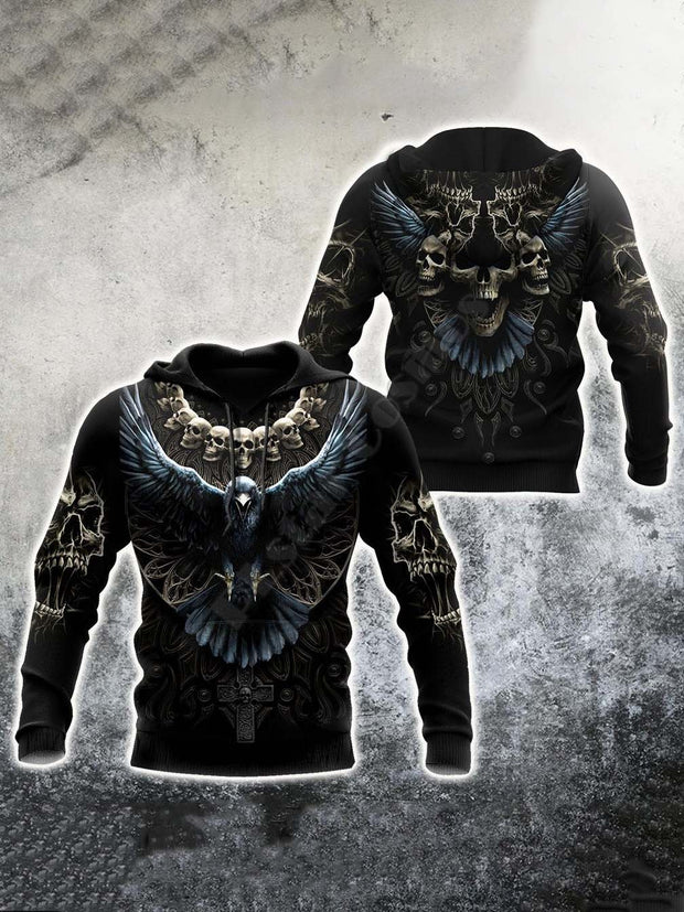 Sweatshirts für Herren mit 3D-Totenkopf-Print 