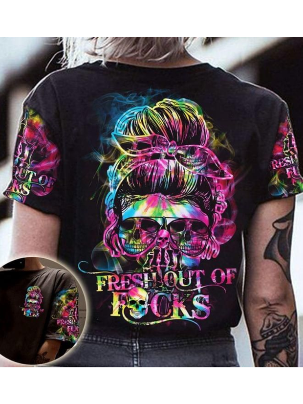 Punk Colorful Skull Printed Trendy T-Shirt