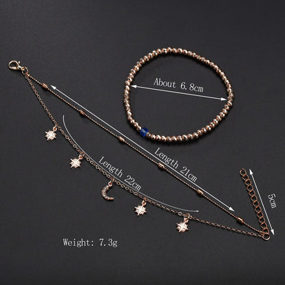 Multi-layer Women's Bead Moon Star Anklet