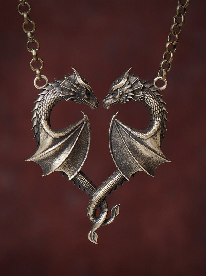 Dragon Necklace Heart Vintage