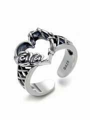 Hollow Heart Rose Ring