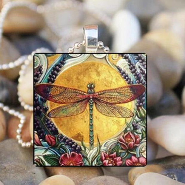 Vintage Dragonfly Square Necklaces