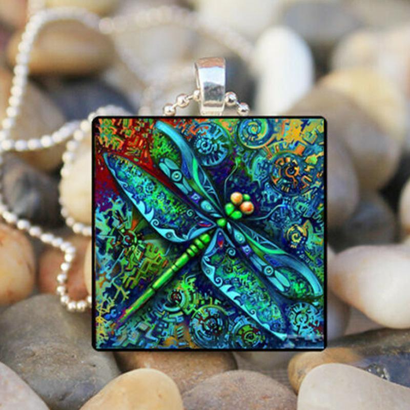 Vintage Dragonfly Square Necklaces