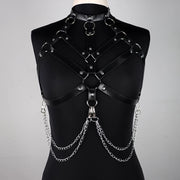 Women's Leather Sexy Long Chain Top