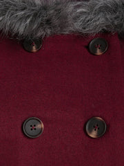 Hooded fur slim double-breasted coat