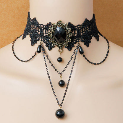 Retro Perlenketten Spitzen Choker 