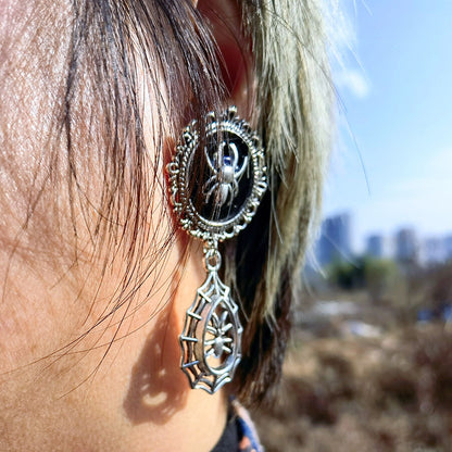 Gothic Spider Web Drop Earrings