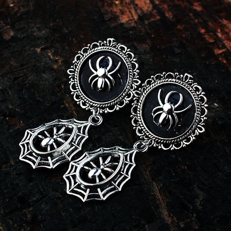 Gothic Spider Web Drop Earrings