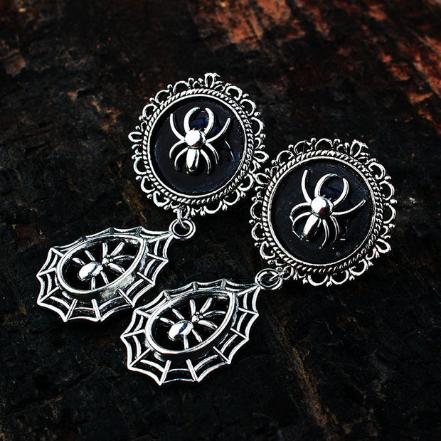 Gothic Spider Web Drop Earrings