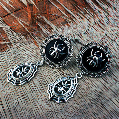 Gothic Spider Web Drop Earrings