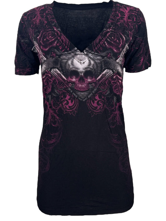 Rose And Skull Printed T-Shirt